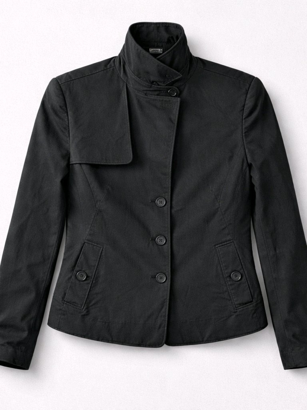 Ann Taylor Black Convertible Funnel Neck Jacket Petite 6P